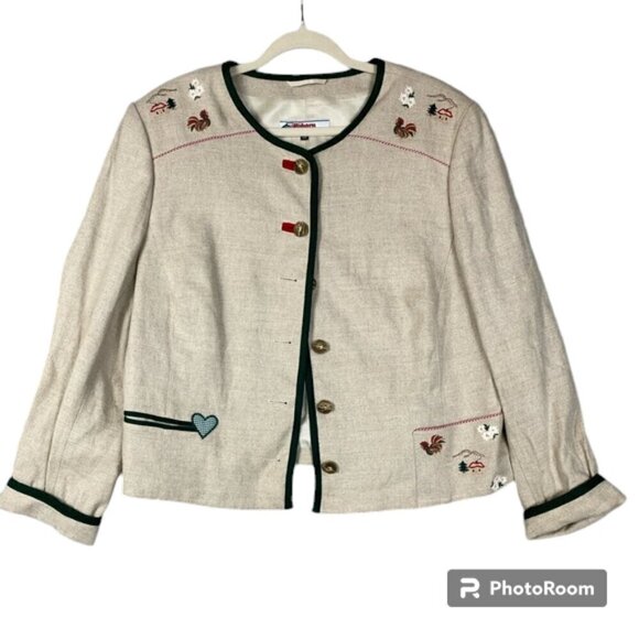 Alphorn Trachtenmode embroidered blazer with country details Oktoberfest L - Picture 1 of 9